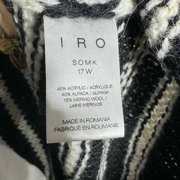 IRO Paris Somk Striped Alpaca Merino Wool Blend Knit Sweater Black White -Small - Picture 5 of 5
